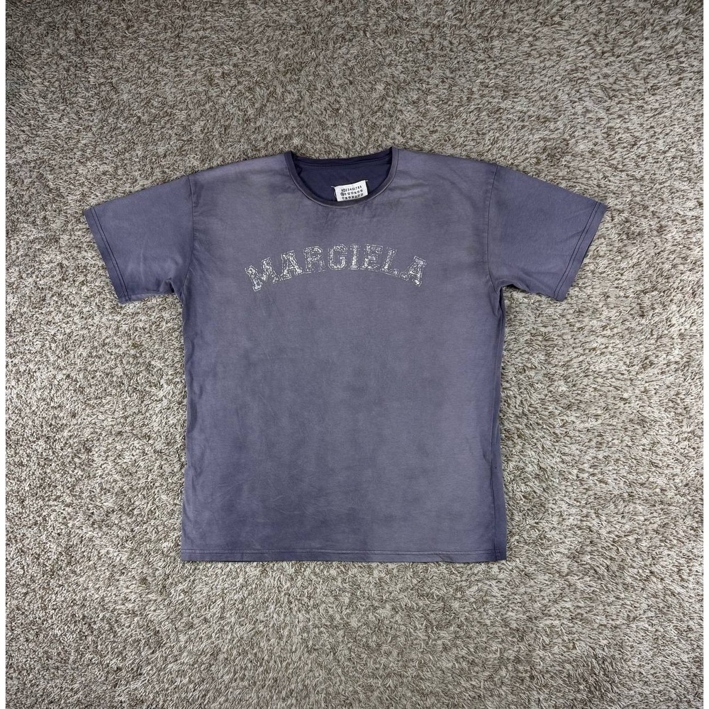 Maison Margiela Logo Cotton Jersey T-Shirt Lilac Purple Faded Logo Size Large